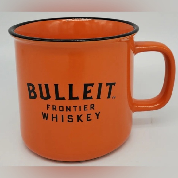 Bulleit Frontier Whiskey Bourbon Ceramic Mug Orange Coffee Cup EUC - Picture 1 of 4